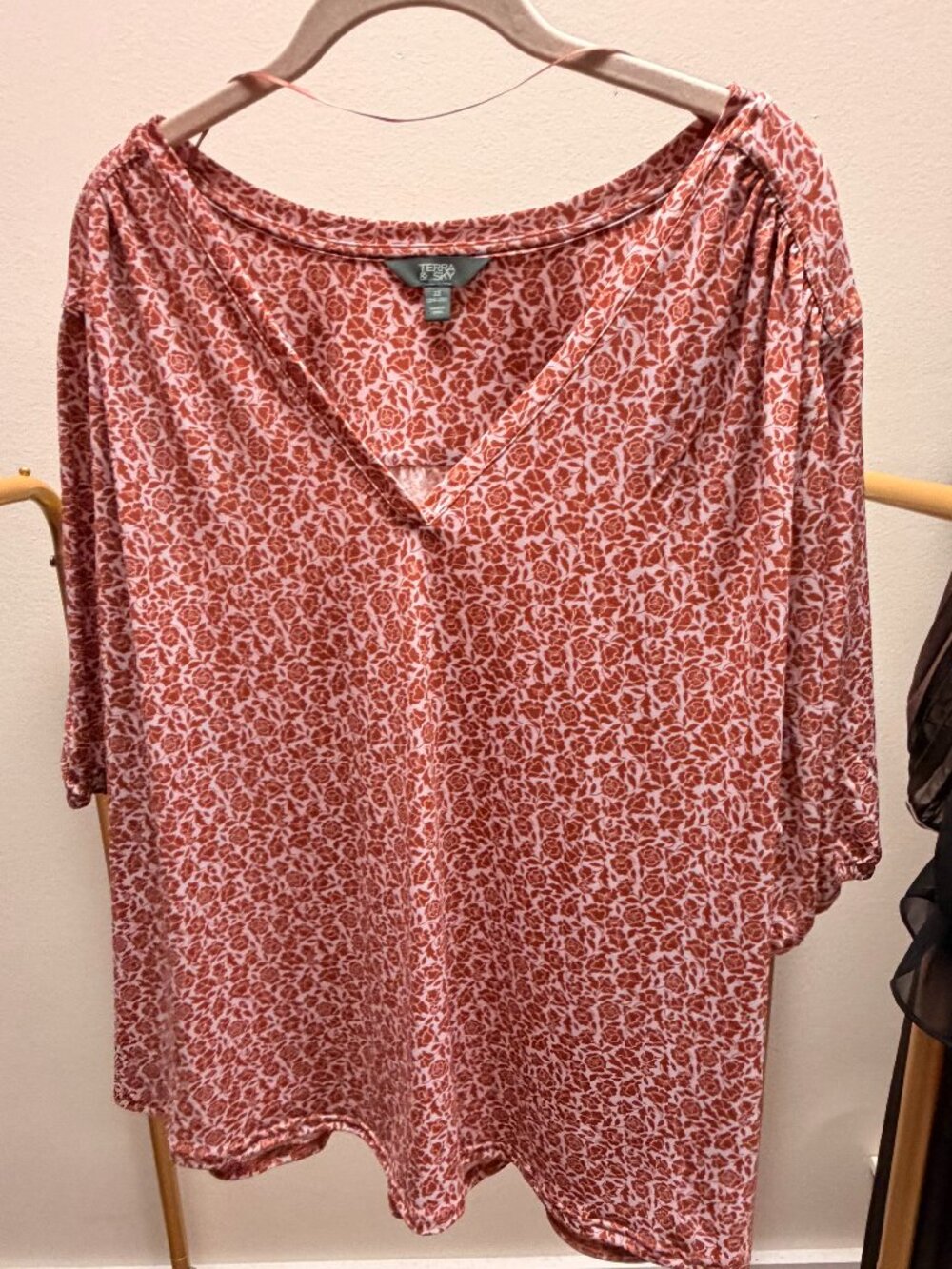 Terra & Sky Patterned Peasant Blouse